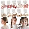 KAQILE Set di 20 elastici per capelli con fiocco - Multicolore - Elastici per bambini - Senza metallo - Accessori per capelli per bambine - Bianco crema e rosa