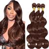 Tuheerst 30 32 34 Inch Human Hair Bundles Double Drown Extensions Echthaar #4 Chocolate Brown Body Wave Hair Extensions Unprocessed Brazilian Virgin Remy Extension 50g/Bundle Total 150g