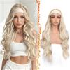 BARSDAR Body Wave Headband Parrucche, Sintetici Lungo Ondulato Biondo Highlight Headband Parrucca per Donne 66cm Wear and Go Sciolto Body Ondulato Parrucca Spesse Aspetto Naturale Easy Wear Parrucche