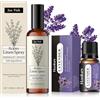Crunier Olio Essenziale Lavanda + 100ml Spray Lavanda Olio Essenziale Puro,Olii Essenziali per Diffusore,per Cuscino,Vestiario,Massaggi,Aiuto per Dormire