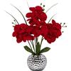 Briful Orchidea artificiale in velluto da 43,9 cm, in vaso di ceramica argentata, fiori di seta, pianta di orchidea finta Phalaenopsis artificiale per matrimoni, centrotavola, decorazione per la casa