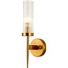 NICRX Applique E14 con Base Dorata, Lampada da Parete Moderna in Cristallo,Illuminazione Interna per Soggiorno, Camera da Letto,Bagno,Corridoio e Ingresso (1 luce)