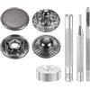 QUARKZMAN 24Set Bottoni Automatici a Pressione in Pelle, 10mm Dia 2.72 Lungo in Ottone con 4 Strumenti Installazione Inclusi Metallo da Cucire per Borse Cappotti Barche Tela, Nero Pistola