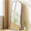 Hzuaneri Specchio a Figura Intera, 170 x 76 cm, Specchio da Terra ad Arco con Supporto, Vetro Temperato, Cornice in Lega di Alluminio, Può essere appeso al muro, Camera da Letto Soggiorno, Nero