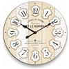 VIRTIME Orologio da parete grande 58 cm effetto legno - Design shabby chic stile francese, numeri grandi ben visibili, movimento silenzioso al quarzo, decorazione casa soggiorno cucina ufficio (Beige)