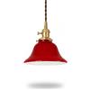 NICRX Lampadario a Sospensione Vintage in Vetro con Cavo Regolabile E27 - Lampada a Sospensione in Ottone per Cucina Sala da Pranzo Camera Bar Caffetteria - Cono o Campana (Campana Rossa)