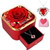 Gaethra Rosa Stabilizzata, Rosa Eterna con Collana, Regalo per Lei Fidanzata, Mamma, Moglie, Rosa Eterna Confezione Regalo per Valentino, Natale, Mamma, Anniversario