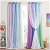 NICETOWN Tenda oscurante per bambini - Tenda termica bianca con occhielli, 132 x 260 cm, arcobaleno scuro, 2 pezzi