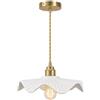 NICRX Lampada a Sospensione in Ceramica Bianca,E27 Paralume Retrò a Foglia di Loto - Illuminazione Elegante per Soggiorno, Sala da Pranzo e Camera da Letto