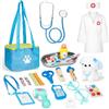 TOSUTO Valigetta Dottore Bambini,Kit Veterinario Bambini Giocattolo,Kit Dottoressa Bambina con Peluche Cane Giochi Vero Stetoscopio,Camice da Medico,Giochi di Ruolo per Ragazze e Ragazzi di 3+ Anni