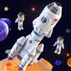 TEMI Space Shuttle giocattolo per razzo 3 4 5 6 7 8 9 anni bambini giocattolo educativo 5 in 1 STEM giocattolo con 2 astronauti lampada di proiezione, giocattolo spaziale regalo per ragazzi e ragazze