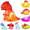 YeoNational&Toys Set da 8 Giocattoli da Bagno Dinosauro Luminosi Senza Fori, con Luci Lampeggianti che Cambiano Colore in Acqua, Giocattoli Galleggianti per Vasca da Bagno/Piscina Dinosauro per Neonati, Bambini Piccol