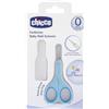 Chicco Forbicine Unghie per Neonati e Bambini, Forbicine in Acciaio Inox con Lame Ricurve e Punte Arrotondate, Cappuccio Protettivo, Impugnatura in Gomma Antiscivolo - Neonato 0+ Mesi, Azzurro