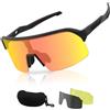 ToopMount Occhiali da Ciclismo Polarizzati, Occhiali da Sole Sportivi UV400 con 3 Lenti per Uomini Donne Baseball Golf TR90
