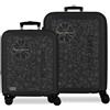 Pepe Jeans Eloise Set di Valigie Nero 55/68 cm Rigido ABS Lucchetto a Combinazione Integrato 109L 6.08kg 4 Doppie Ruote Estensibile Bagaglio a Mano di Joumma Bags
