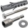 AERZETIX - Kit di 25 tasselli a colletto Ø10x50 mm in nylon + 25 viti tirafondi Ø6x50 mm in acciaio inossidabile A2 + 25 rondelle larghe A2 per bullone M6 + 1 bussola a brugola 1/4 SW10