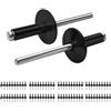 PDKKFF 80 Pezzi Rivetti Ciechi in Alluminio con Flangia Grande Nero 4x12mm Rivetto Cieco in Alluminio-per Lavorazione Del Legno, Lamiera, Industriale