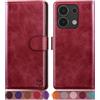 SUANPOT progettazione per Xiaomi Redmi Note 13 4G Blocco RFID Portafoglio Slot CarteSupporto Cellulare Magnetica custodia Pelle Sintetica Cover per Redmi Note 13 Rosso