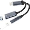 Kefiany Adattatore Lightning A USB-A(2 in 1)Cavo Caricabatterie Per IPhone 14 Pro Max Per IPad Tastiera Mouse Chiavetta USB Lettore Scheda OTG 3.0 Ertificato Per Apple MFI Trasferimento File Accessori Della