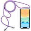 PuYu Zhe Cover con Cordino compatibile con iPhone XR(6.1),Cellulare Girocollo Custodia con Corda Trasparente Silicone Case TPU Bumper Regolabile Necklace laccio Shell-Arcobaleno blu
