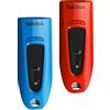 SanDisk Ultra 32 GB USB Flash Drive USB 3.0 Up to 130 MB/s Read - Twin Pack, Red/Blue