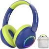 TONOSHARK Cuffie Bluetooth Cancellazione Rumore per Bambini, Cuffie Bambino Con Luci LED RGB Colorate, 60 Ore Di Autonomia, Over-Ear Bluetooth 5.4, Microfono Integrato, Per Casa/Scuola/Feste (Blu)