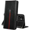 MAMA MOUTH Cover Per Samsung Galaxy S25 Plus, Custodia Flip Pelle Portafoglio, Magnetica Libro Slot Schede Cover, Silicone TPU Bumper Wallet con Supporto Antiurto Case Per Galaxy S25 Plus Nero Profondo