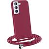 MyGadget Cover per Samsung Galaxy S22 Plus - Custodia con Corda - Case con Cordino Opaca Antiurto/Bumper con Laccio/Tracolla - Practical Stylish per Collo Bordeaux