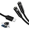 Zerabidpro Adattatore Splitter USB C a Doppio Jack TRS da 3,5 mm , Compatibile con Smartphone e Laptop USB-C, per Gaming e Streaming, Design Robusto con Cavo in Nylon Intrecciato e Connettori Placcati in Oro