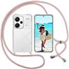 ISOI Cover con Cordino per Xiaomi Redmi Note 13 Pro Plus 5G, Custodia Trasparente con Collana Tracolla Laccio Collo Ultra Sottile Morbido TPU Silicone Antiurto AntiGraffio Antiscivolo Case, Rosa