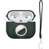 kwmobile Custodia 2 in 1 compatibile con Apple Airpods Pro 2 e AirTag - Cover Cuffie Bluetooth - Protezione in Silicone con Moschettone - verde scuro