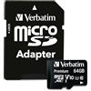 Verbatim Scheda di memoria microSDXC Premium con adattatore I 64 GB I nera I Scheda SD per video full HD I resistente all'acqua e agli urti I Scheda SD per fotocamera smartphone tablet