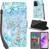Haninsuze Cover per Oppo A57/A77 5G/A57S 4G Custodia Cover Pelle Libro Portafoglio con Porta Carte Magnetica Protezione Antiurto Cuoio Flip Case Custodia Cover per Oppo A57/A77 5G/A57S 4G, Torre