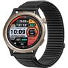 GIOPUEY Cinturini Compatibile con Amazfit Cheetah PRO, Nylon Traspirante Sport Loop Cinturino in Morbido Nylon Intrecciato Strap Band - Black