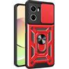 HONLEN Custodia Adatta per HONOR 90 Lite 5G (6.7 Inches), Cover per PC Armor Anello kickstand con Base Magnetica - Rosso