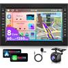VECHTEL 6G 128G VECHTEL 7Autoradio 2 DIN Bluetooth per VW T5 Golf 4 Bora Polo MK5 Passat B5 Jetta Peugeot 307 Carplay Android Auto Wireless,Android 15,DSP EQ,Wifi GPS Navi,RDS/FM Radio con Retrocamera AHD