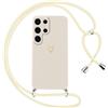 Oelrstfe Cover per Samsung Galaxy S23 Ultra con Cordino,Custodia Silicone Morbido Sottile con Motivo Cuore e Collana Laccio Tracolla,Antiurto Antigraffio Corda Collo Regolabile Protettiva Case,Bianco