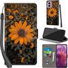 PHINIENLAND Cover per Motorola Moto G24 / E14 custodia portafoglio Crisantemo | 3 scomparti carte, 1 tasca banconote, Chiusura magnetica, Supporto, Pelle PU flip cover per Moto G04 / G04s
