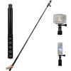 Zaxiva 150cm Invisible Selfie Stick Alluminio, Bastone Allungabile Autodifesa per Insta360,per GoPro,DJI, Action Camera,Bastone Selfie per Sport all'aperto con Attacco a Fibbia, 1/4 di Vite
