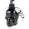 Accentra - Dispenser per sapone liquido a forma di teschio, effetto cromato, colore nero, Plastica, Nero
