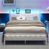 BORPHOM Letto imbottito in metallo, 120 x 200 cm, letto matrimoniale / letto singolo per ospiti, struttura per letto per bambini, 120 x 200 cm, con rete a doghe e testiera, colore bianco