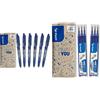 PILOT Penna FriXion Ball, penna a sfera cancellabile, set da 6 (blu). & FriXion, 2 set da 3 Ricariche per penna cancellabile Frixion Ball e Frixion Ball Clicker, Colore Blu, Punta Media