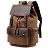 Rufun Zaino Vintage in Tela e Pelle, Grande Capacità Multi-Tasca per Università, Viaggi & Lavoro, Zaino Impermeabile per Scuola (Marrone)