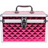 AR BRAND EST. 2021 Scatola rigida in alluminio per trucchi da viaggio, beauty case organizer, rosa fucshia