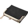 MAYJOYDIY Portafoglio in pelle bifold vintage piccolo portafoglio da donna con blocco RFID portafogli compatti mini portafogli in pelle portamonete da donna con cerniera e blocco bacio, Nero