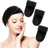 Sibba Confezione Da 3 Fasce Per Capelli Da Spa Fascia Regolabile Per Lavaggio Viso Trucco Bellezza Fascia Per Yoga Asciugamano Autoadesivo (Nero)