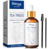 Henjunu Olio di tea tree, 100 ml, olio di tea tree, olio naturale organico, adatto per capelli, pelle, unghie e come profumo, con 2 pennelli in fibra di nylon