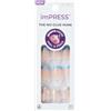imPRESS Unghie a pressione stile french moderne, senza colla, punte blu, corte quadrate, 33 ct.