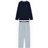 EMPORIO ARMANI Uomo Pattern L/S Camice+Pantaloni Pigiama Blu XL