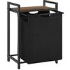 VASAGLE Cesto Portabiancheria, Porta Biancheria, Sacco in Tessuto Oxford Estraibile e Rimovibile, Piano d'Appoggio, Struttura Metallo, 65L, 50 x 33 x 72 cm, Nero e Grigio BLH101G01